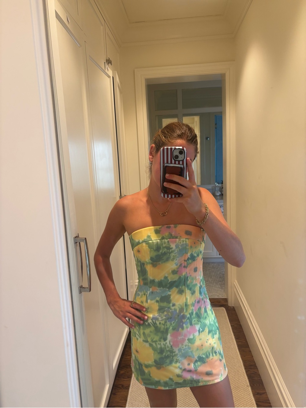 With Jean Strapless Pastel Floral Mini Dress